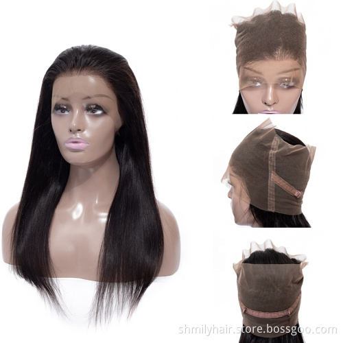 Shmily Wholesale price 100% virgin Brazilian straight Human Hair Wigs With Baby Hair raw unprocessed Hair 360 Lace Front Wigs